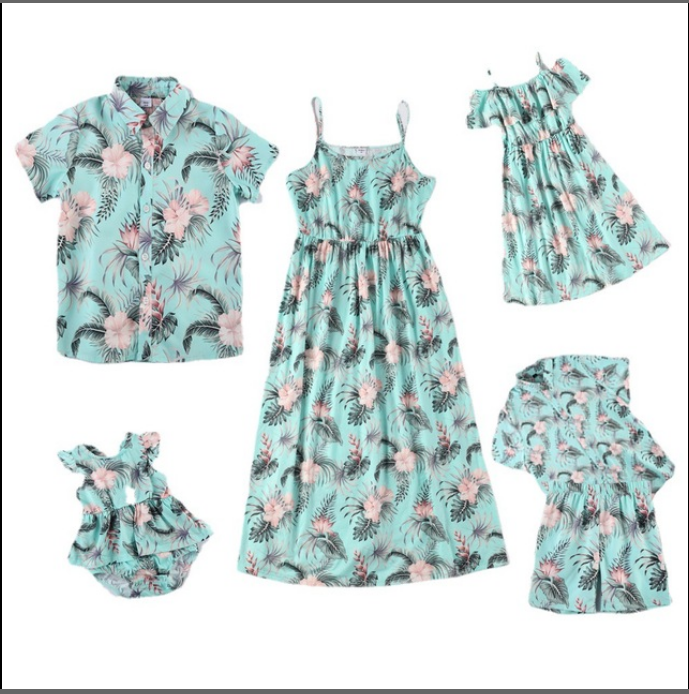 Baby girl mother boy father shirt mother daughter skirt family European and American parent child wear