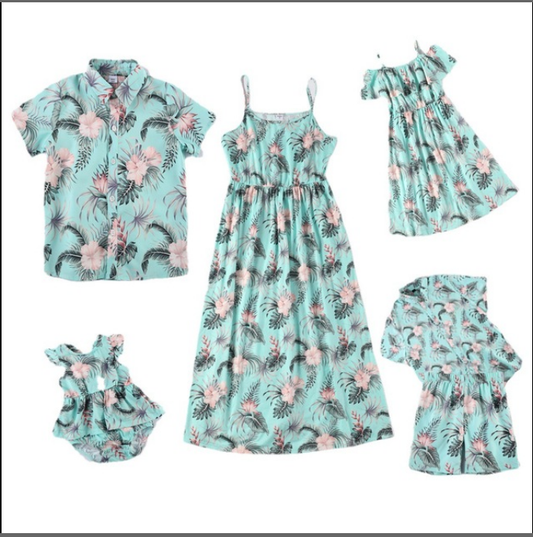 Baby girl mother boy father shirt mother daughter skirt family European and American parent child wear